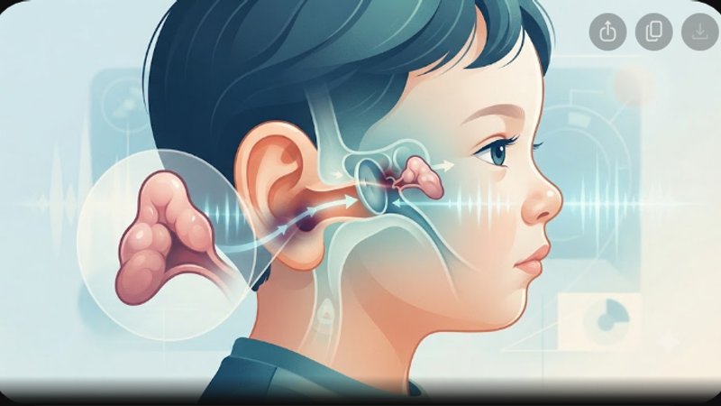 Современная медицинская иллюстрация, демонстрирующая связь между аденоидами и слухом для статьи премиального центра.